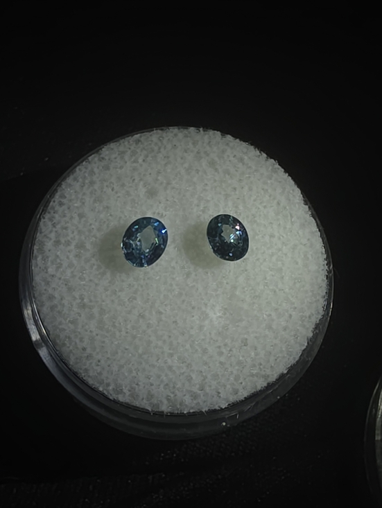 JTV Jewelry - Natural Blue Zircon 0.9 ctw Cambodian Loose Gemstones Pair Oval Cut